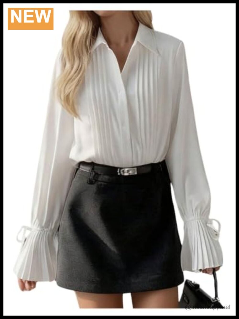 Pleated Women's Blouse Button Down Long Sleeve Work Shirt